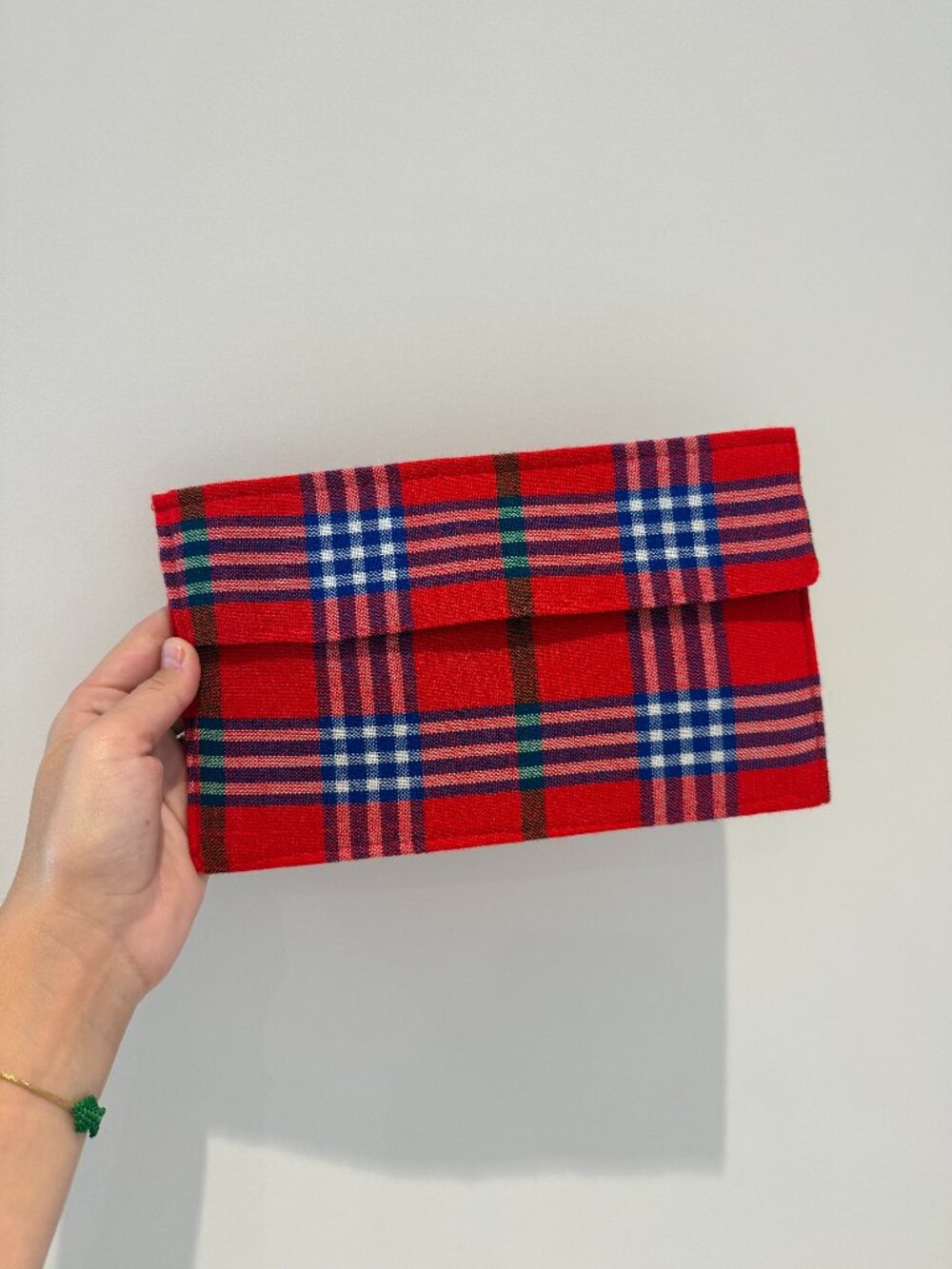 Vintage Red Blue Tartan Clutch